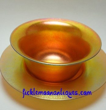 Steuben Gold Aurene Authentic Finger Bowl & Under Plate