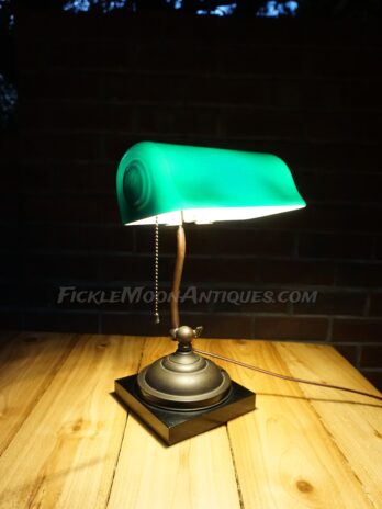 Antique Lighting ~ Verdelite Banker’s Lamp ~ Faries Lamps