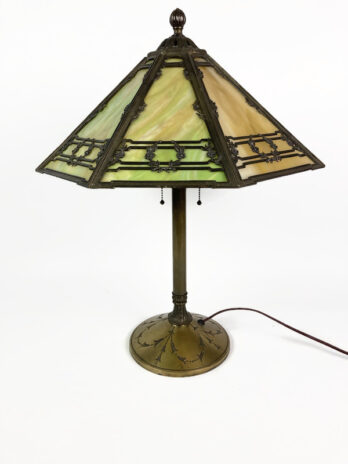 Antique Lighting ~ Original Bradley & Hubbard Table Lamp ~ Metal Overlay