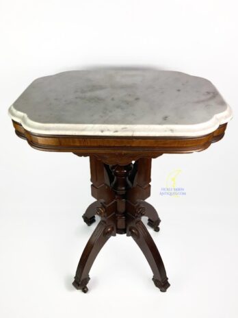 Walnut Antique Parlor Table Marble Top