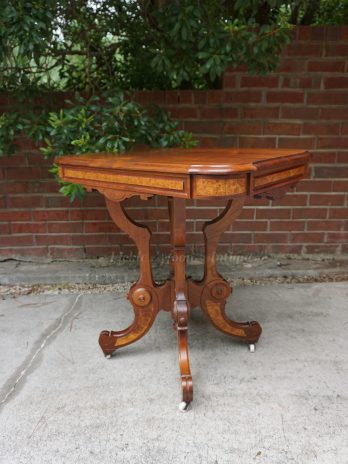 Antique Walnut Burl Parlor Table, Furniture, Lamp Table